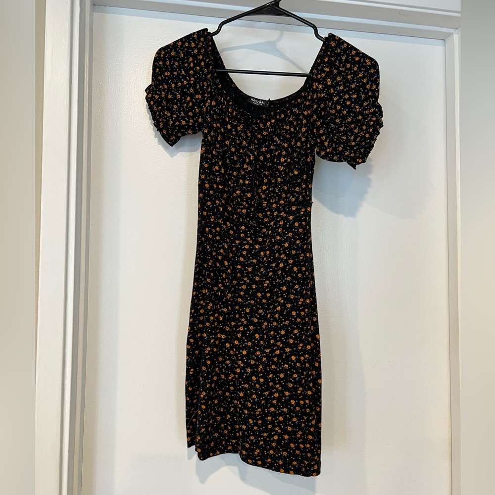 Nasty Gal Floral puff sleeve mini dress